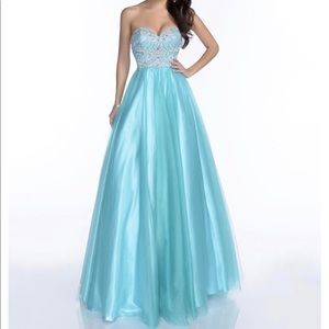 Long blue pageant ball gown